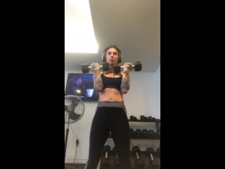 joanna angel working out with dumbbells in the gym big ass milf