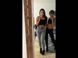 karlee gray and girlfriend posing at the mirror